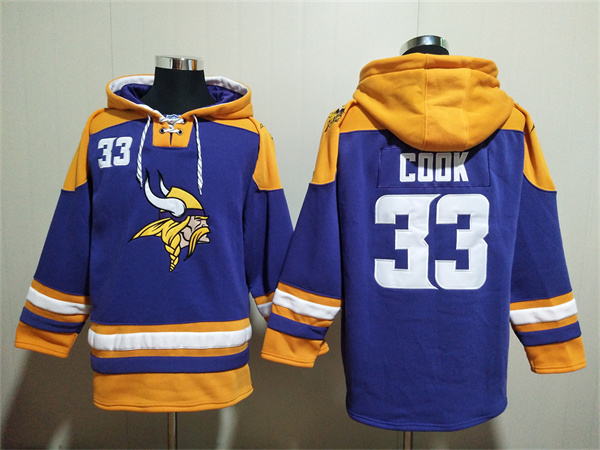 Men's Purple/Yellow Minnesota Vikings #33 Dalvin Cook  Ageless Must-Have Lace-Up Pullover Hoodie